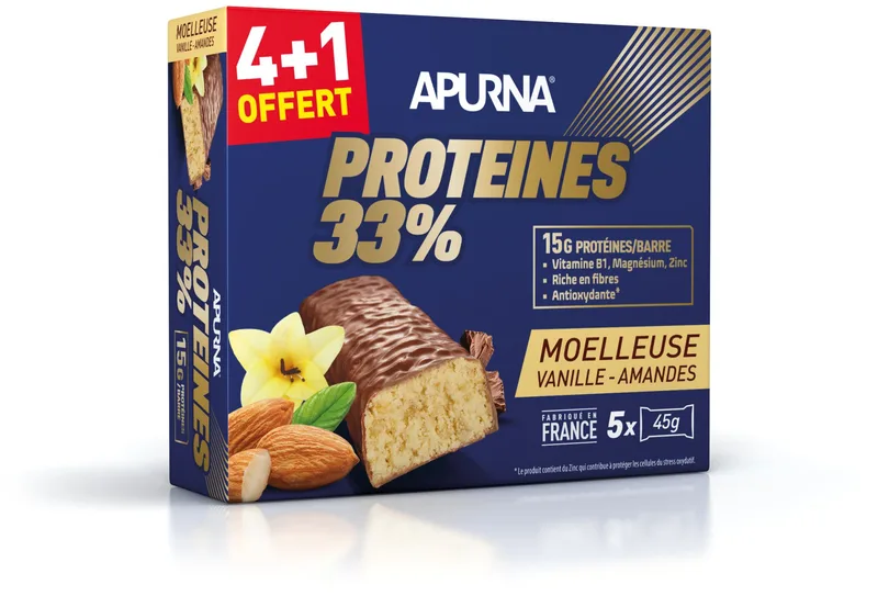 Apurna Apurna Barre protéinée Vanille Amandes 4+1 offert