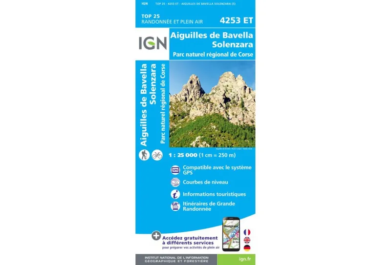 Carte IGN Carte IGN Aiguilles de Bavella Solenzara 4253ET