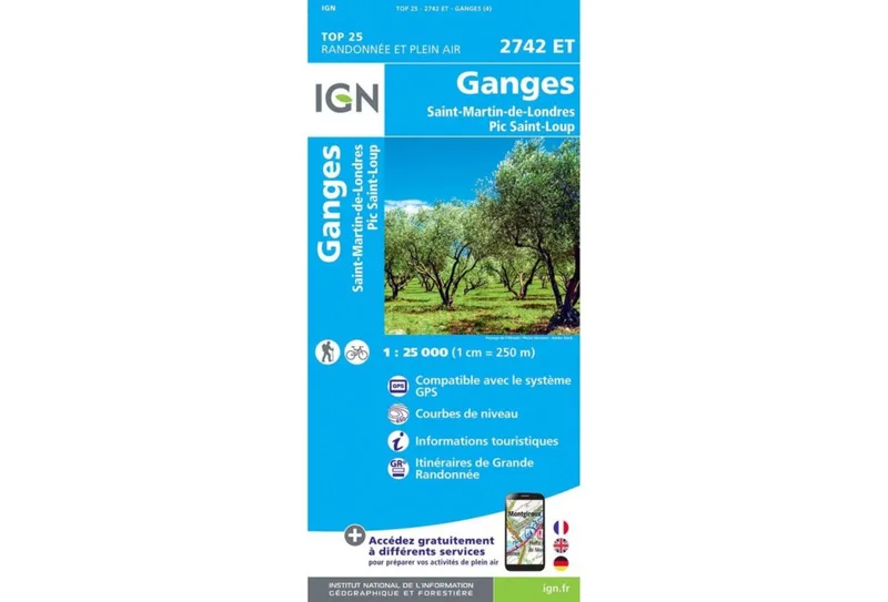 Carte IGN Carte IGN Ganges 2742ET