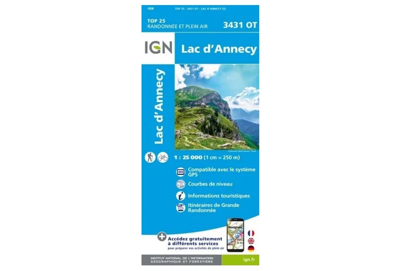 Carte IGN Carte IGN Lac d'Annecy 3431OT