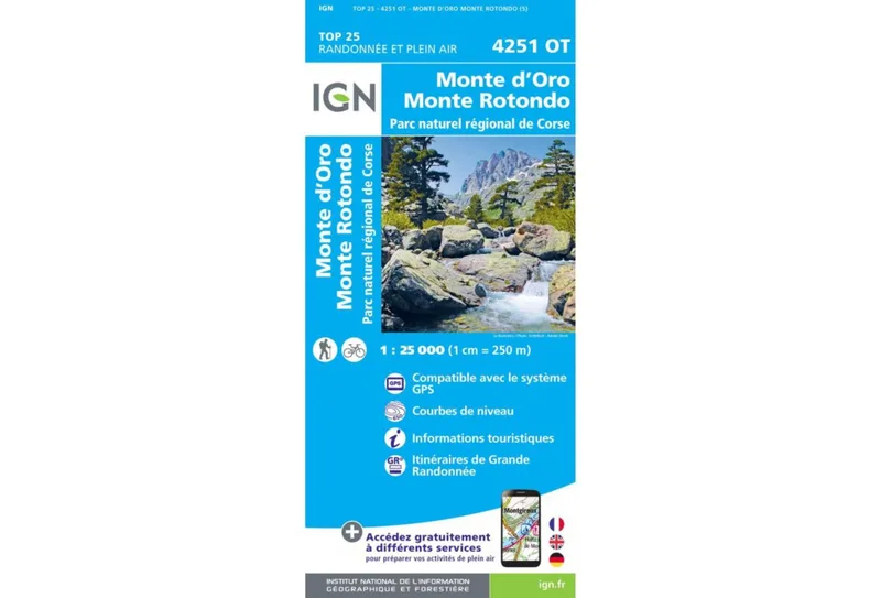 Carte IGN Carte IGN Monte d'Oro Monte Rotondo 4251OT
